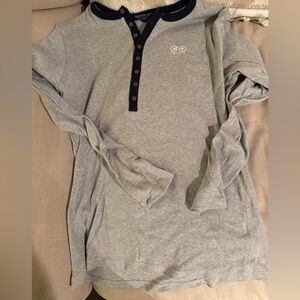 Gray Long Sleeve Henley Shirt